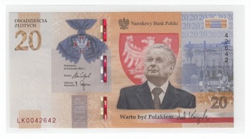 Banknoty 20zł Lech Kaczyński LK0042642 !!!!!