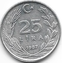Turcja 25 lira 1987