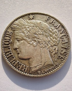 FRANCJA 1 Franc 1872 okołoMENNICZA srebro 