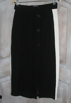 Spódnica czarna basicowa z białymi lampasami r.34