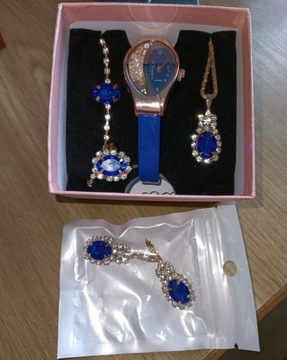  zestaw biżuterii i zegarek quatz
