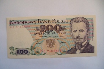 Polska Banknot PRL 200 zł.1986 r.seria DZ