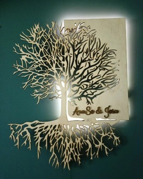 Lampa dekoracyjna kinkiet drzewo z imionami 