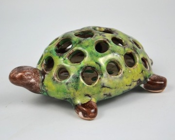 Ceramiczny żółw zielony Bodrogkeresztúr Węgry lata 60te