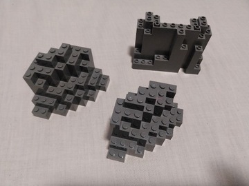 Lego - Skała, Ściana, 2szt. 23996, 1szt. 6082 Cienmnoszare
