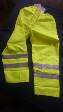 Spodnie odblaskowe L, żółte wodoodporne, na gumce