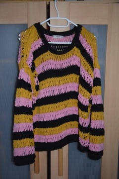 Kolorowy sweter sweterek pleciony Mango M oversize