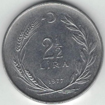 Turcja 2 1/2 liry lira 1977  30 mm nr 2