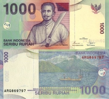 Indonezja 1000 Rupiah UNC banknot zdj. poglądowe