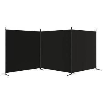 Parawan 3-panelowy czarny 525x180 cm nowy VidaXL