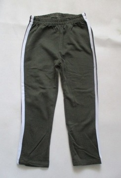 Spodnie dresowe bawełniane zielone z paskami 104