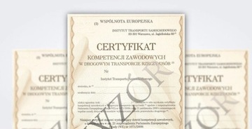 Certyfikat Kompetencji Zawodowych - Przewóz Rzeczy