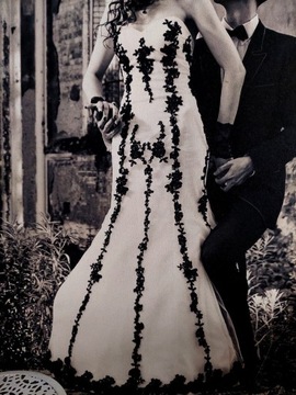 Suknia ślubna biało-czarna