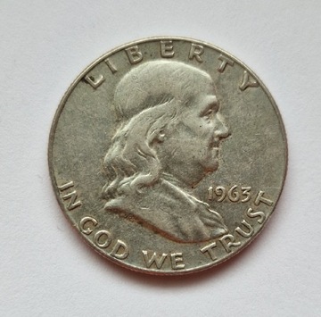 USA, Franklin Half Dollar - 50 centów, 1963 Ag 900