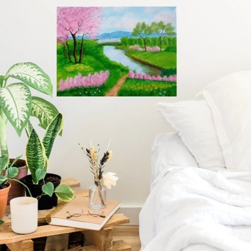 Obraz ręcznie malowany pejzaż salon sypialni 30x40