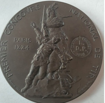 FRANCJA MEDAL  NARODOWE ZAWODY STRZELECKIE 1884