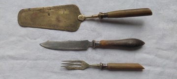Sztućce z pocz. XX w. (łopatka, nóż, widelec)