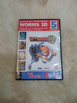 Gra Worms 3D, 5 gier wersja polska na PC, DVD