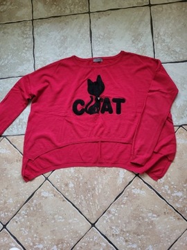 Sweterek czerwony z kotem