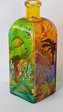 Butelka ręcznie malowana - pory roku