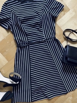 Sukienka mini w paseczki F&F czarno-biała 36/S
