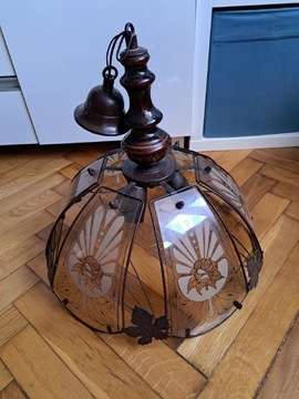 Piękny stary żyrandol lampa 3 x e27 brązowa