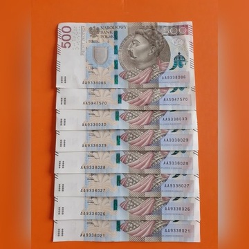 banknot 500zł seria AA