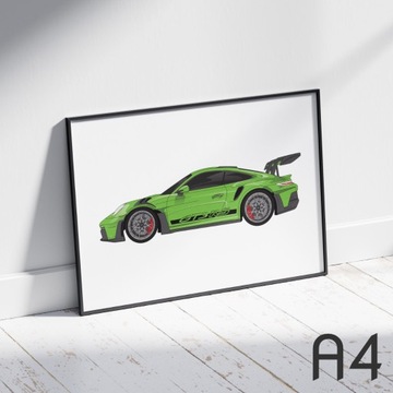 Porsche 911 GT3 RS (wzór 4) | plakat A4 + rama