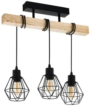 Lampa Sufitowa Townshend e27 Czarna/Brązowa/Drewniana