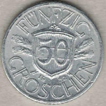 Austria 50 groschen groszy 1952  22 mm  nr 1