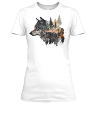 Damska koszulka Wolf in the forest