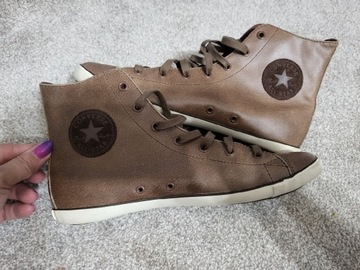 Karmelowy wyższe skórzane trampki Converse 40,5