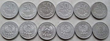 50 groszy 1977 - 1987 zestaw 8