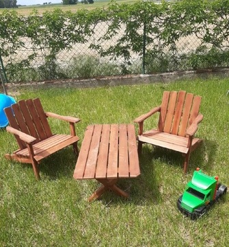 Krzesełka Ogrodowe Dziecięce+Stolik Drewniane
