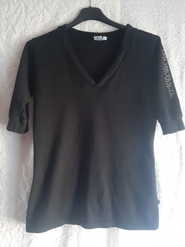 Czarny t-shirt z nadrukiem Venley, r. S/M