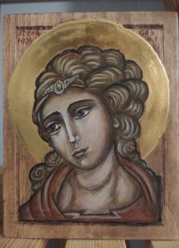 Ikona pisana Archanioł Gabriel, złoto 13 cm