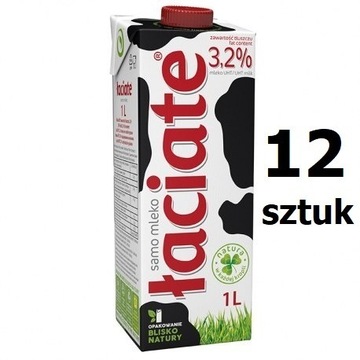 Mleko UHT Łaciate 3,2% zestaw 12 szt (12 x 1 litr)