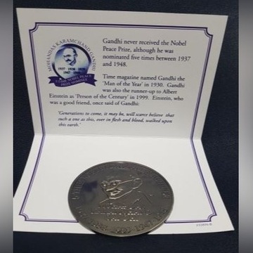 Medal kolekcjonerski token moneta MAHATMA GANDHI 