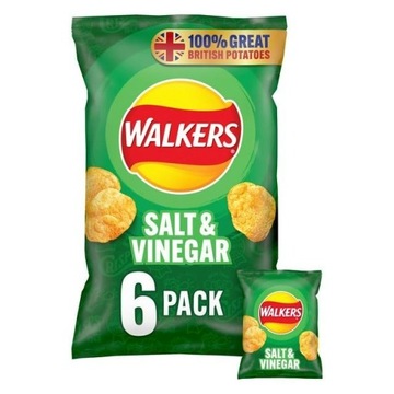 Chipsy Walkers Salt & Vinegar Ocet 6x25 g UK