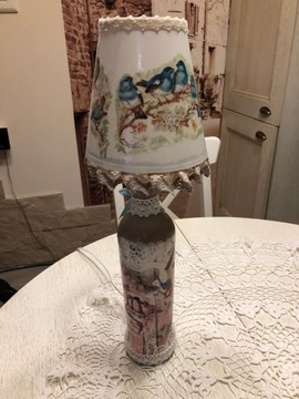 Lampka nocna decoupage rękodzieło Ptaszki