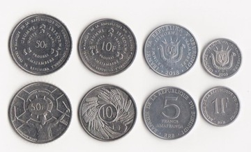 Burundi - set 4 coins 1 5 10 50 Francs 1980 - 2011 - UNC