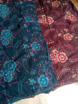 Kupon tkanina bawełna haft kwiaty wzory folk 2 szt