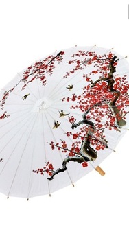 Japońska parasolka biała ze wzorem