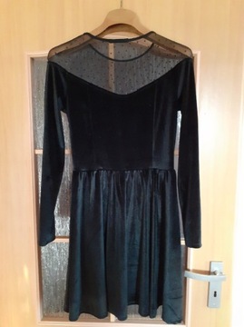 Sukienka welurowa mini 38 czarna