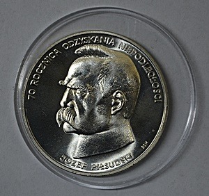 Piłsudski - Srebro -Stempel Lustrzany z roku 1988 