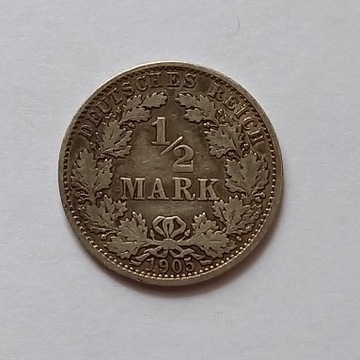 1/2 Marki z 1905 r "A" , srebro