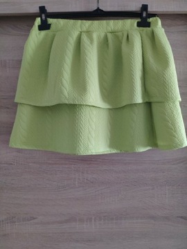 Spódnica mini rozkloszowana zielona limonka 38