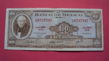 MEKSYK 100 PESOS 1973 Banknot Seria BXS