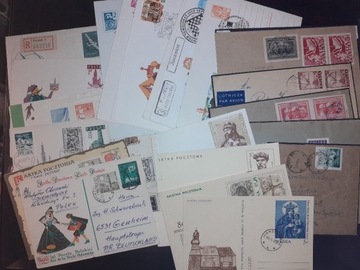 Zestaw kartek i listów ze znaczkami PRL, ZSRR