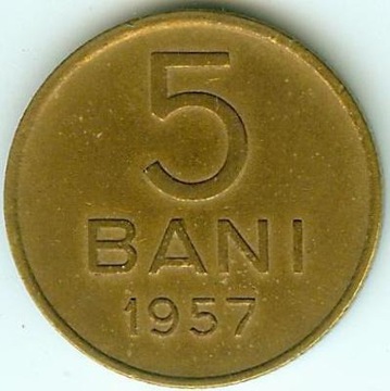 RUMUNIA 5 BANI 1957 - bardzo ładny stan